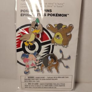 Pokemon TCG Farfetch'd Kangaskhan Mr Mime & Tauros Enamel Pins Official Badges